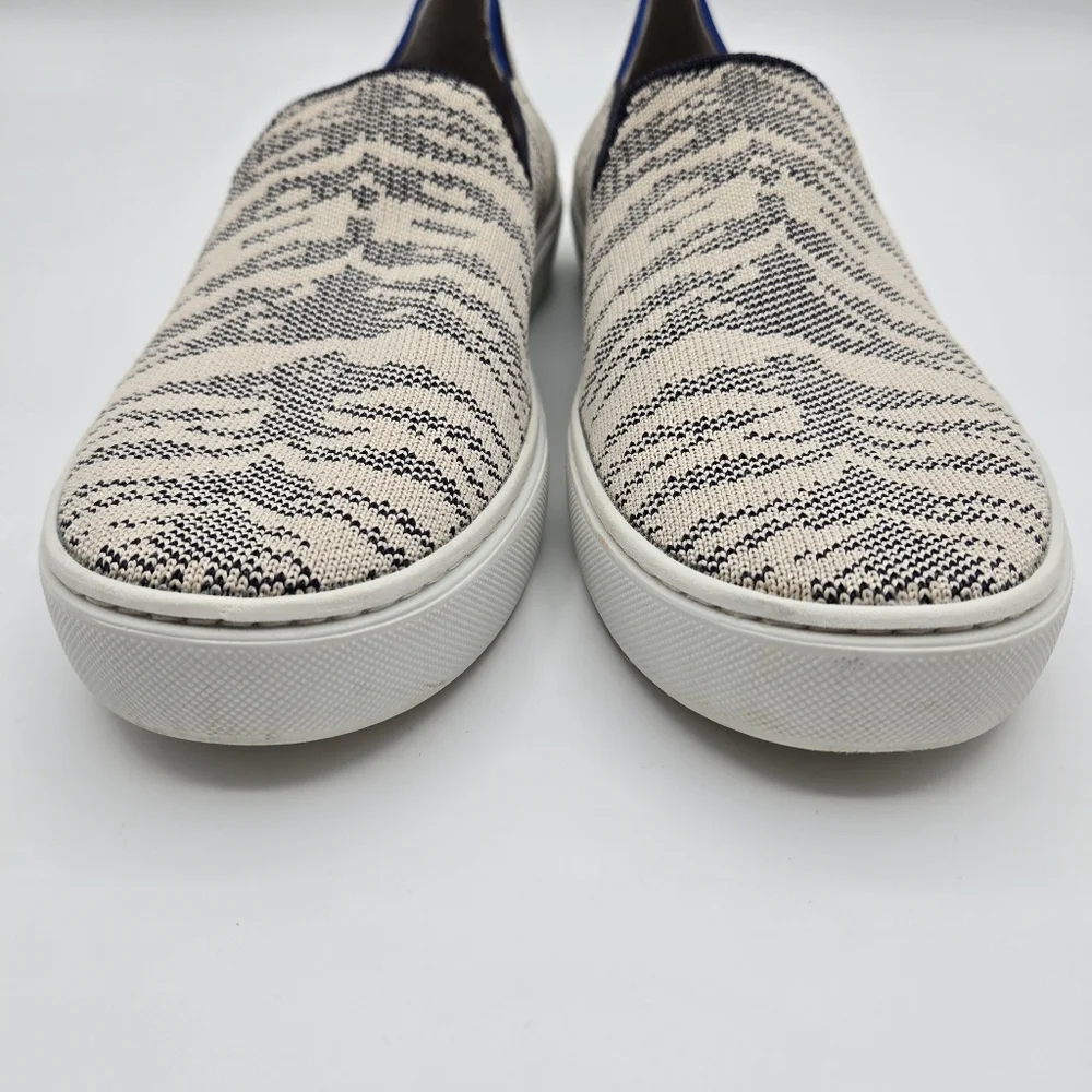 Rothy's The Sneaker Maritime Tiger Slip On Shoes Gray Stripe Women's Size 8.5